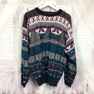 Vintage Impact 80's Sweater Leather Trim M